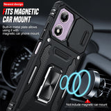 LeYi for Motorola E14/G04/G24/G04s Phone Case, with Camera Lens Cover Slider, Ring Stand Holder Military Grade Protective Shockproof Armour Cover for for Moto E14/GO4/G24/GO4s