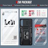 LeYi for Motorola E14/G04/G24/G04s Phone Case, with Camera Lens Cover Slider, Ring Stand Holder Military Grade Protective Shockproof Armour Cover for for Moto E14/GO4/G24/GO4s