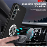 LeYi for Samsung Galaxy S22 Case, Shockproof Heavy Duty Protective Slim Fit Samsung Galaxy S22 Cell Phone Case Cover with Rotatable Ring Holder Magnetic Kickstand for Women
