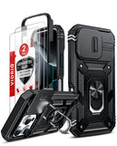 LeYi for iPhone 16 Pro Max Phone Case: iPhone 16 Pro Max Case with 2 Tempered Glass Screen Pro Maxtector, Slide Camera Cover, Ring Stand Holder, Heavy Duty Shockproof para iPhone 16 Pro Max Cover for Women Girl