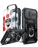 LeYi for iPhone 16 Phone Case: iPhone 16 Case with 2 Tempered Glass Screen Protector, Slide Camera Cover, Ring Stand Holder, Heavy Duty Shockproof para iPhone 16 Cover for Women Girl