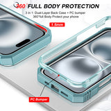 LeYi for iPhone 16 Phone Case: iPhone 16 Case with 2 Tempered Glass Screen Protector, Slide Camera Cover, Ring Stand Holder, Heavy Duty Shockproof para iPhone 16 Cover for Women Girl