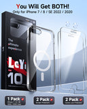 LeYi for iPhone SE Case iPhone 8 Phone Cases with Screen Protector X2 Camera CoverX2 iPhone 7 Case SE3 3rd Generation 2022 SE2 2nd Gen 2020 for Magsafe Magnetic Girls Kids iPhone8 iPhone7 Clear
