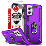 LeYi for Motorola Moto G Power 2024 Case, Motorola G Power 2024 Phone Case with Glass Screen Protector Replacement, Military-Grade Shockproof Magnetic Ring Stand Cell Android Case Cover