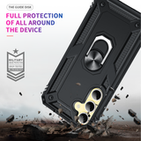 LeYi for Samsung Galaxy S24 FE Case with Glass Screen Protector Replacement, Military-Grade Shockproof Magnetic Ring Stand Cell Android Case Cover