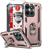 LeYi for Motorola Moto G 2025 Case, Motorola G 2025 Phone Case with Glass Screen Protector Replacement, Military-Grade Shockproof Magnetic Ring Stand Cell Android Case Cover