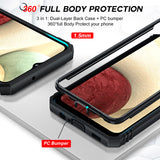 LeYi Samsung Galaxy A12 Phone Case: Screen Protector X 2 with Slide Camera Cover, 360 Full Body Military-Grade Cover with Kickstand