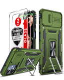 LeYi for Samsung Galaxy A06 Phone Case, with Camera Lens Cover Slider, Ring Stand Holder Military Grade Protective Shockproof Armour Cover for Samsung AO6