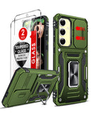 LeYi for Galaxy S24-FE Case: with Screen Protector X 2 Tempered Glass & Magnetic Stand, Dual Layer Protective