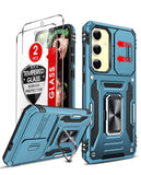 LeYi for Galaxy S24-FE Case: with Screen Protector X 2 Tempered Glass & Magnetic Stand, Dual Layer Protective