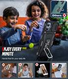 LeYi for Samsung Galaxy A06 Phone Case: with 2 X Tempered Glass Screen Protector, Magnetic Kickstand and Slide Camera Cover