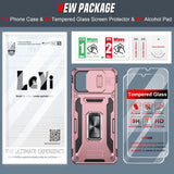 LeYi for Samsung Galaxy A06 Phone Case, with Camera Lens Cover Slider, Ring Stand Holder Military Grade Protective Shockproof Armour Cover for Samsung AO6