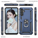 LeYi for Samsung Galaxy A34 5G Case with Glass Screen Protector Replacement, Military-Grade Shockproof Magnetic Ring Stand Cell Android Case Cover