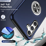 LeYi for Samsung Galaxy A35 5G Case with Glass Screen Protector and Lens Protector, Shockproof Heavy Duty Protective Slim Fit Samsung Galaxy A35 5G Cell Phone Case Cover with Rotatable Ring Holder Magnetic Kickstand for Women