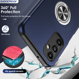 LeYi for Samsung Galaxy A14 5G Case with Glass Screen Protector, Shockproof Heavy Duty Protective Slim Fit Samsung Galaxy A14 5G Cell Phone Case Cover with Rotatable Ring Holder Magnetic Kickstand for Women
