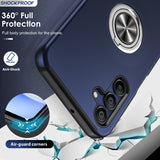 LeYi for Samsung Galaxy A15 5G Case with Glass Screen Protector, Shockproof Heavy Duty Protective Slim Fit Samsung Galaxy A15 5G Cell Phone Case Cover with Rotatable Ring Holder Magnetic Kickstand for Women