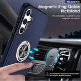 LeYi for Samsung Galaxy A35 5G Case with Glass Screen Protector and Lens Protector, Shockproof Heavy Duty Protective Slim Fit Samsung Galaxy A35 5G Cell Phone Case Cover with Rotatable Ring Holder Magnetic Kickstand for Women