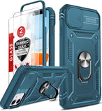LeYi for iPhone 11 Phone Case: iPhone 11 Case with 2 Tempered Glass Screen Protector, Slide Camera Cover, Ring Stand Holder, Heavy Duty Shockproof para iPhone 11 Cover for Women Girl