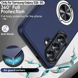 LeYi for Samsung Galaxy S26 Case with Glass Screen Protector and Lens Protector, Shockproof Heavy Duty Protective Slim Fit Samsung Galaxy S26 Cell Phone Case Cover with Rotatable Ring Holder Magnetic Kickstand for Women