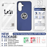 LeYi for Samsung Galaxy A56 5G Case with Glass Screen Protector and Lens Protector, Shockproof Heavy Duty Protective Slim Fit Samsung Galaxy A56 5G Cell Phone Case Cover with Rotatable Ring Holder Magnetic Kickstand for Women