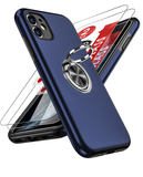 LeYi for iPhone 11 Case with Glass Screen Protector, Shockproof Heavy Duty Protective Slim Fit iPhone 11 Cell Phone Case Cover with Rotatable Ring Holder Magnetic Kickstand for Women