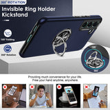 LeYi for Samsung Galaxy S22 Case, Shockproof Heavy Duty Protective Slim Fit Samsung Galaxy S22 Cell Phone Case Cover with Rotatable Ring Holder Magnetic Kickstand for Women