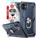 LeYi for iPhone 11 Phone Case, iPhone 11 Phone Case with Glass Screen Protector Replacement, Military-Grade Shockproof Magnetic Ring Stand Cell Android Case Cover
