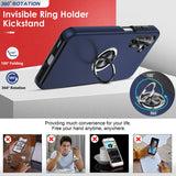 LeYi for Samsung Galaxy A17 5G Case with Glass Screen Protector and Lens Protector, Shockproof Heavy Duty Protective Slim Fit Samsung Galaxy A17 5G Cell Phone Case Cover with Rotatable Ring Holder Magnetic Kickstand for Women