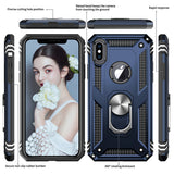 LeYi for iPhone X Case/iPhone XS Phone Case with Glass Screen Protector Replacement, Military-Grade Shockproof Magnetic Ring Stand Cell Android Case Cover