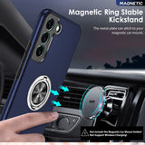 LeYi for Samsung Galaxy S22 Case, Shockproof Heavy Duty Protective Slim Fit Samsung Galaxy S22 Cell Phone Case Cover with Rotatable Ring Holder Magnetic Kickstand for Women