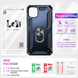 LeYi for iPhone 11 Phone Case, iPhone 11 Phone Case with Glass Screen Protector Replacement, Military-Grade Shockproof Magnetic Ring Stand Cell Android Case Cover