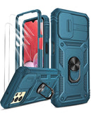 LeYi for Samsung Galaxy A13 4G Phone Case: Samsung A13 4G Case with 2 Tempered Glass Screen Protector, Slide Camera Cover, Ring Stand Holder, Heavy Duty Shockproof para A 13 4G Cover for Women Girl