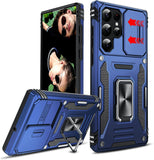 LeYi for Samsung Galaxy S22 Ultra Phone Case, with Camera Lens Cover Slider, Ring Stand Holder Military Grade Protective Shockproof Armour Cover for Samsung S22 Ultra