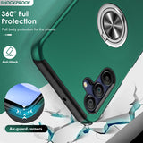 LeYi for Samsung Galaxy A15 5G Case with Glass Screen Protector, Shockproof Heavy Duty Protective Slim Fit Samsung Galaxy A15 5G Cell Phone Case Cover with Rotatable Ring Holder Magnetic Kickstand for Women