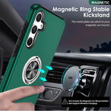 LeYi for Samsung Galaxy A35 5G Case with Glass Screen Protector and Lens Protector, Shockproof Heavy Duty Protective Slim Fit Samsung Galaxy A35 5G Cell Phone Case Cover with Rotatable Ring Holder Magnetic Kickstand for Women