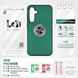 LeYi for Samsung Galaxy A35 5G Case with Glass Screen Protector and Lens Protector, Shockproof Heavy Duty Protective Slim Fit Samsung Galaxy A35 5G Cell Phone Case Cover with Rotatable Ring Holder Magnetic Kickstand for Women