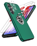 LeYi for Samsung Galaxy A54 5G Case with Glass Screen Protector and Lens Protector, Shockproof Heavy Duty Protective Slim Fit Samsung Galaxy A54 5G Cell Phone Case Cover with Rotatable Ring Holder Magnetic Kickstand for Women