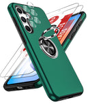 LeYi for Samsung Galaxy A35 5G Case with Glass Screen Protector and Lens Protector, Shockproof Heavy Duty Protective Slim Fit Samsung Galaxy A35 5G Cell Phone Case Cover with Rotatable Ring Holder Magnetic Kickstand for Women