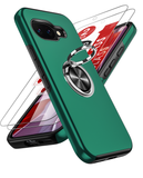 LeYi for Google Pixel 10A Case with Glass Screen Protector and Lens Protector, Shockproof Heavy Duty Protective Slim Fit Google Pixel 10A Cell Phone Case Cover with Rotatable Ring Holder Magnetic Kickstand for Women