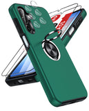 LeYi for Samsung Galaxy A17 5G Case with Glass Screen Protector and Lens Protector, Shockproof Heavy Duty Protective Slim Fit Samsung Galaxy A17 5G Cell Phone Case Cover with Rotatable Ring Holder Magnetic Kickstand for Women