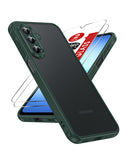 LeYi for Samsung Galaxy A17 4G/5G Phone Case with 2 Tempered Glass Screen Protector, Translucent Matte Back Cover Slim Shockproof Protective Mobile Cover for A 17