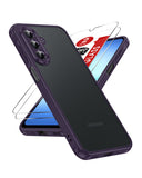 LeYi for Samsung Galaxy A17 4G/5G Phone Case with 2 Tempered Glass Screen Protector, Translucent Matte Back Cover Slim Shockproof Protective Mobile Cover for A 17