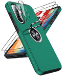LeYi for Samsung Galaxy A37 5G Case with Glass Screen Protector and Lens Protector, Shockproof Heavy Duty Protective Slim Fit Samsung Galaxy A37 5G Cell Phone Case Cover with Rotatable Ring Holder Magnetic Kickstand for Women