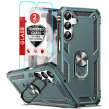 LeYi for Samsung Galaxy A16 Phone Case, Samsung A16 Phone Case with Glass Screen Protector Replacement, Military-Grade Shockproof Magnetic Ring Stand Cell Android Case Cover