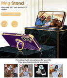 LeYi for Samsung Galaxy A26 5G Case: with 2 Pack Tempered Glass Screen Protector and Rotatable Ring Holder Magnetic Kickstand, Plating Rose Gold Edge Case