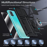 LeYi for Samsung-Galaxy-A51-4G Case: with Slide Camera Cover Screen Protector, Military-Grade Shockproof Protective Magnetic Ring Stand