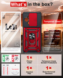 LeYi for TCL 50 XE-5G Case: with Slide Camera Cover + Tempered Glass Screen Protector, Heavy Duty Rugged Mobile Phone Case Cover Funda para with Magnetic Rotatable Ring Kickstand for TCL 50 XE