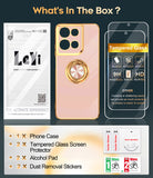 LeYi for Moto G Play 2026 Case: with 1 Pack Tempered Glass Screen Protector and Rotatable Ring Holder Magnetic Kickstand, Plating Rose Gold Edge Case