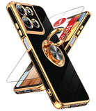 LeYi for Moto G 5G 2026 Case: with 1 Pack Tempered Glass Screen Protector and Rotatable Ring Holder Magnetic Kickstand, Plating Rose Gold Edge Case