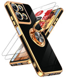 LeYi for Moto G 5G 2025 Case: with 2 Pack Tempered Glass Screen Protector and Rotatable Ring Holder Magnetic Kickstand, Plating Rose Gold Edge Case